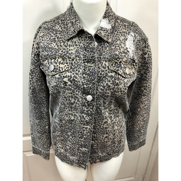 ASHLEY MASON Distressed Leopard Print Jacket - Picture 2 of 4